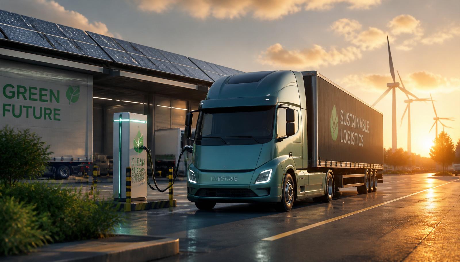 Electric truck charging at a renewable-powered EarthLink depot